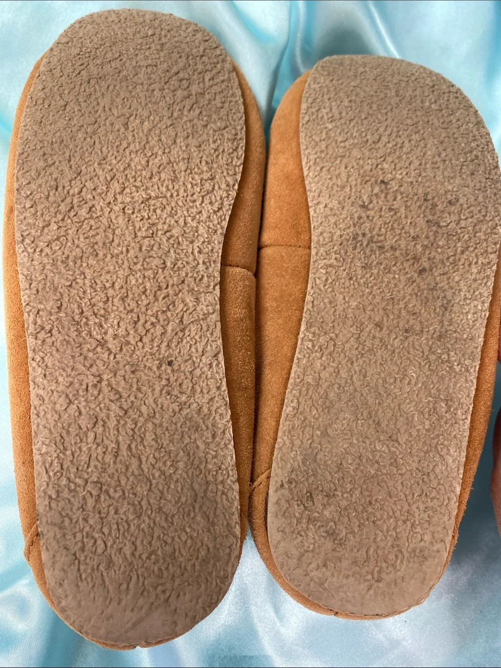 Minnetonka Brown Suede Moccasins Slippers with Faux Fur Lining